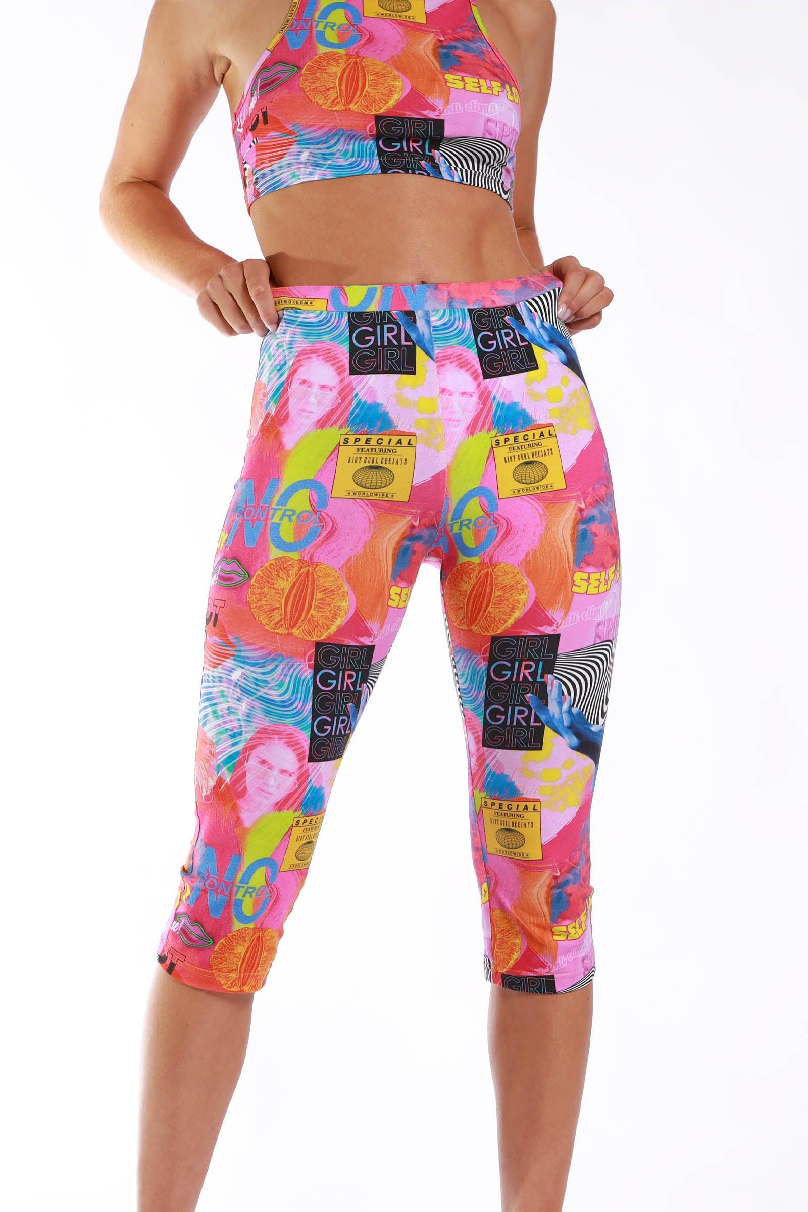 ELSIE Pink and Orange Graphic Print ¾ Length Legging - Elsie & Fred