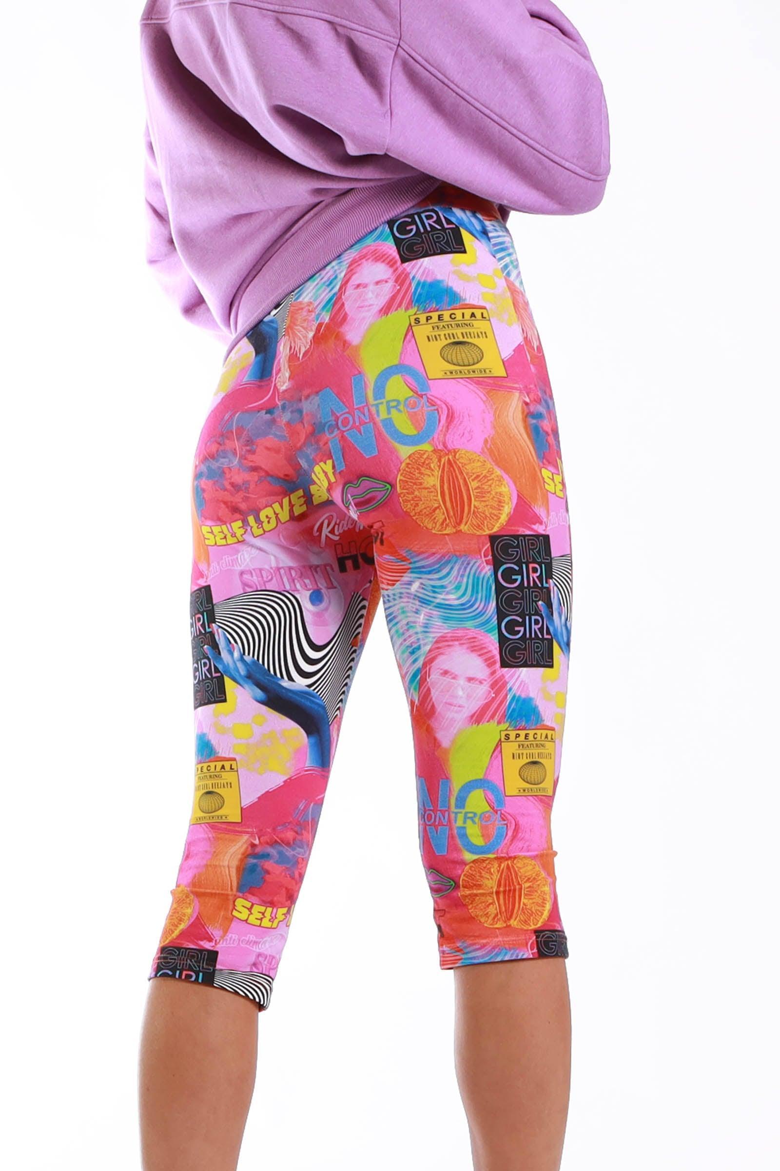 ELSIE Pink and Orange Graphic Print ¾ Length Legging - Elsie & Fred