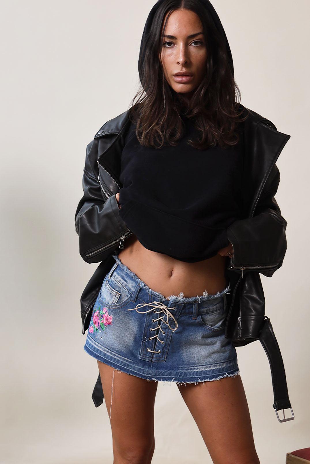 Lol 'Dump Him' y2k low rise mini denim skirt - Elsie & Fred