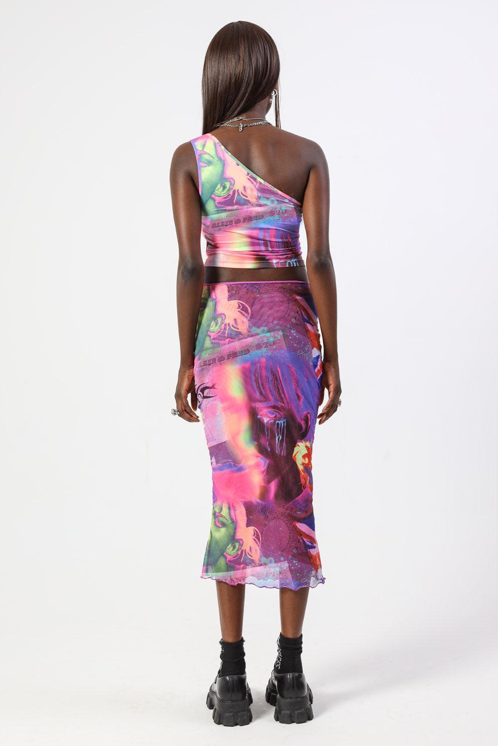 Pleasure Print Mesh Midi Skirt - Elsie & Fred