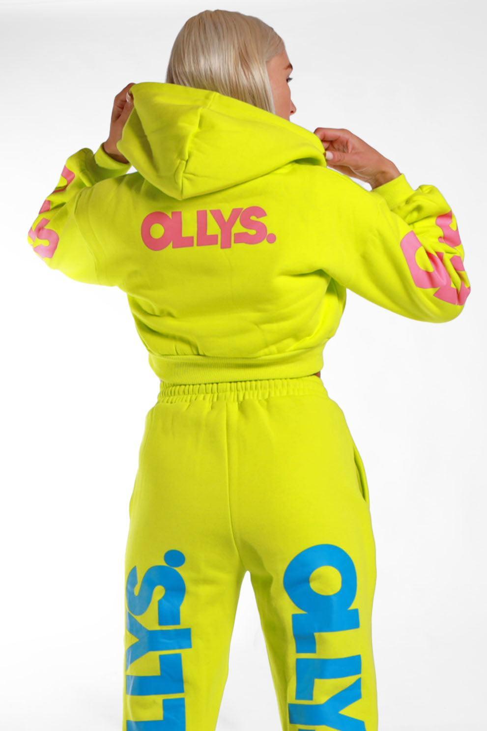 OLLYS. Lime Green Cropped Logo Hoodie - Elsie & Fred