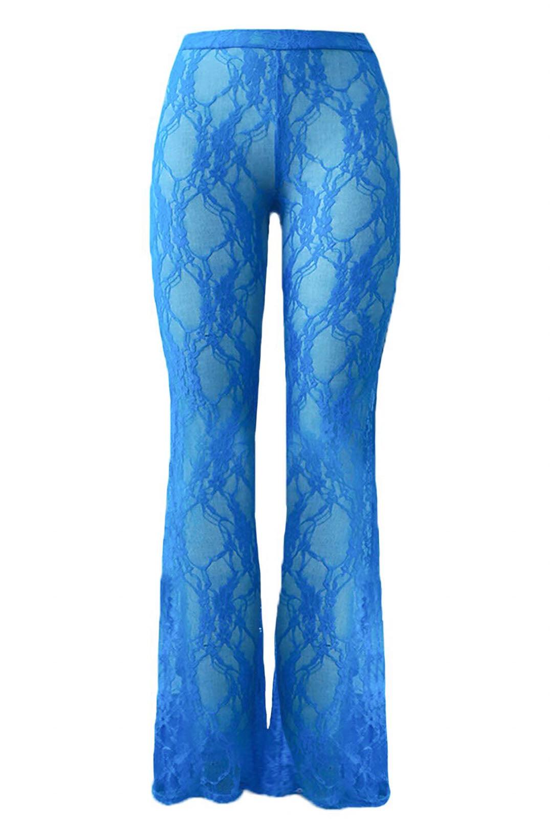 Pammy Lee Azure Blue Low Rise Lace Bootcut Trouser Pants - Elsie & Fred