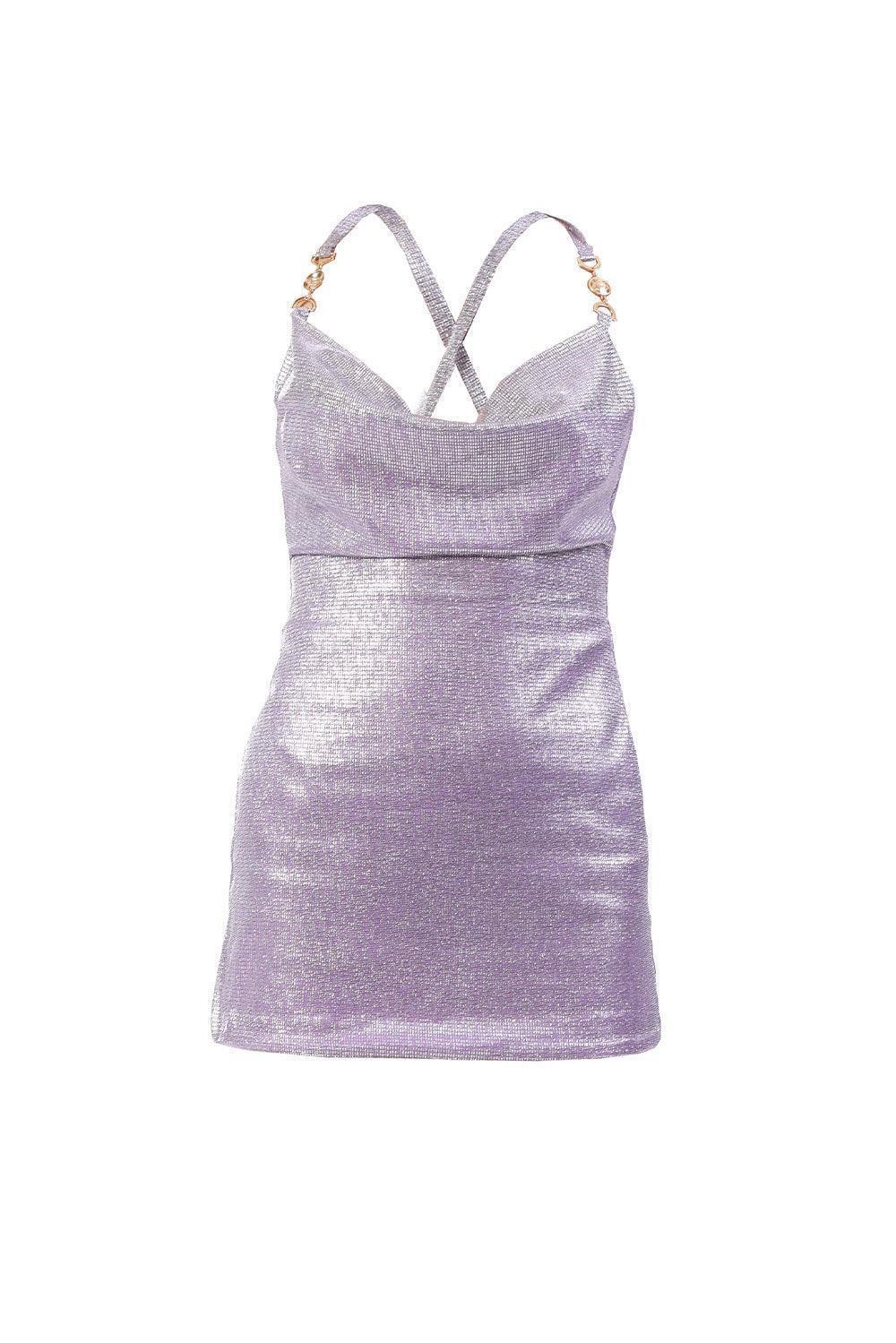 Peri Metallic Halter Neck Mini Dress - Elsie & Fred