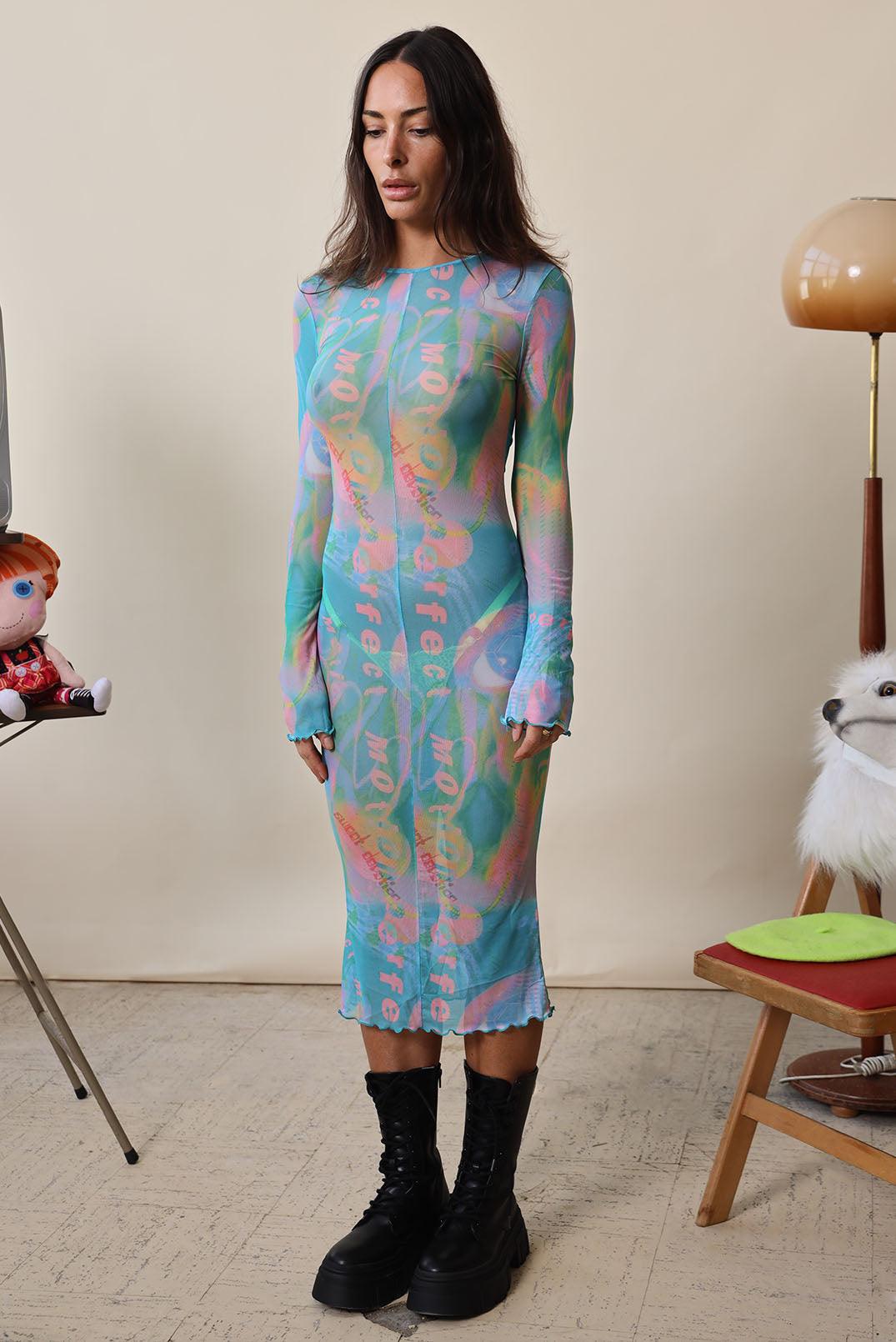 Sweet Devotion 90s Rave Mesh Midi Dress - Elsie & Fred