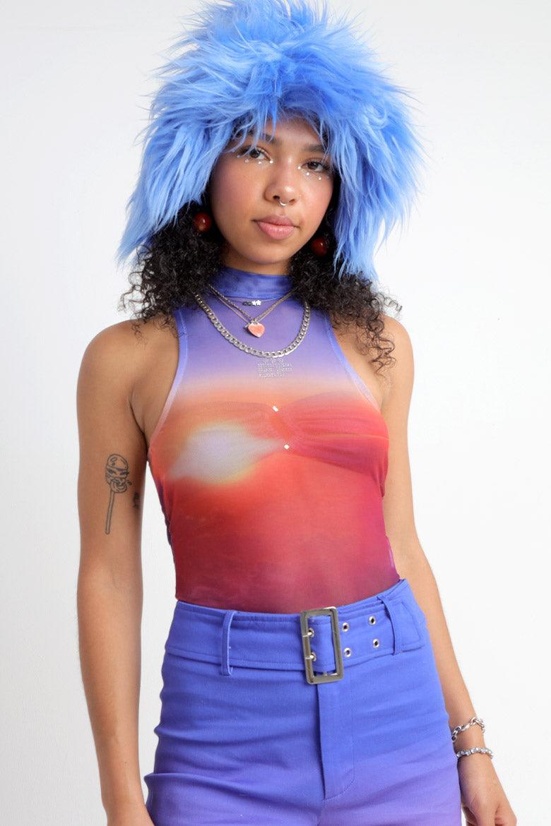 Twilight Mesh Sleeveless Bodysuit with Diamante EF Logo - Elsie & Fred