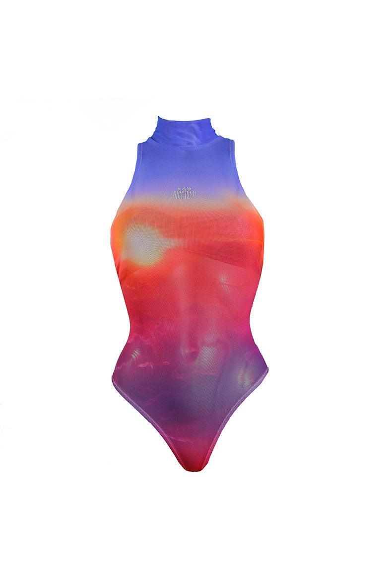 Twilight Mesh Sleeveless Bodysuit with Diamante EF Logo - Elsie & Fred