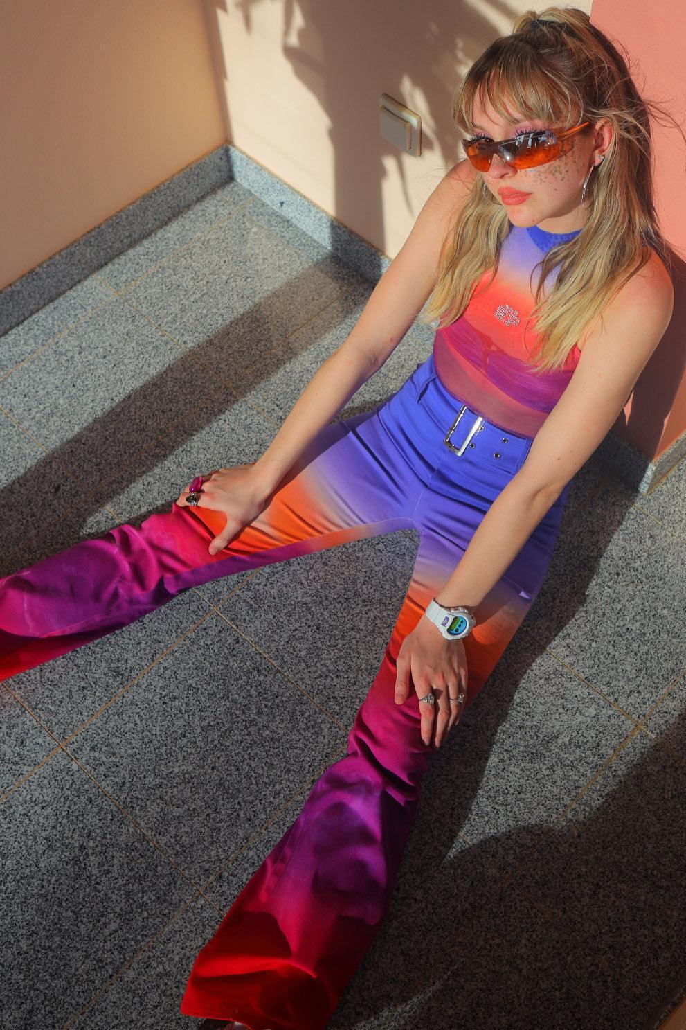 Twilight Mesh Sleeveless Bodysuit with Diamante EF Logo - Elsie & Fred