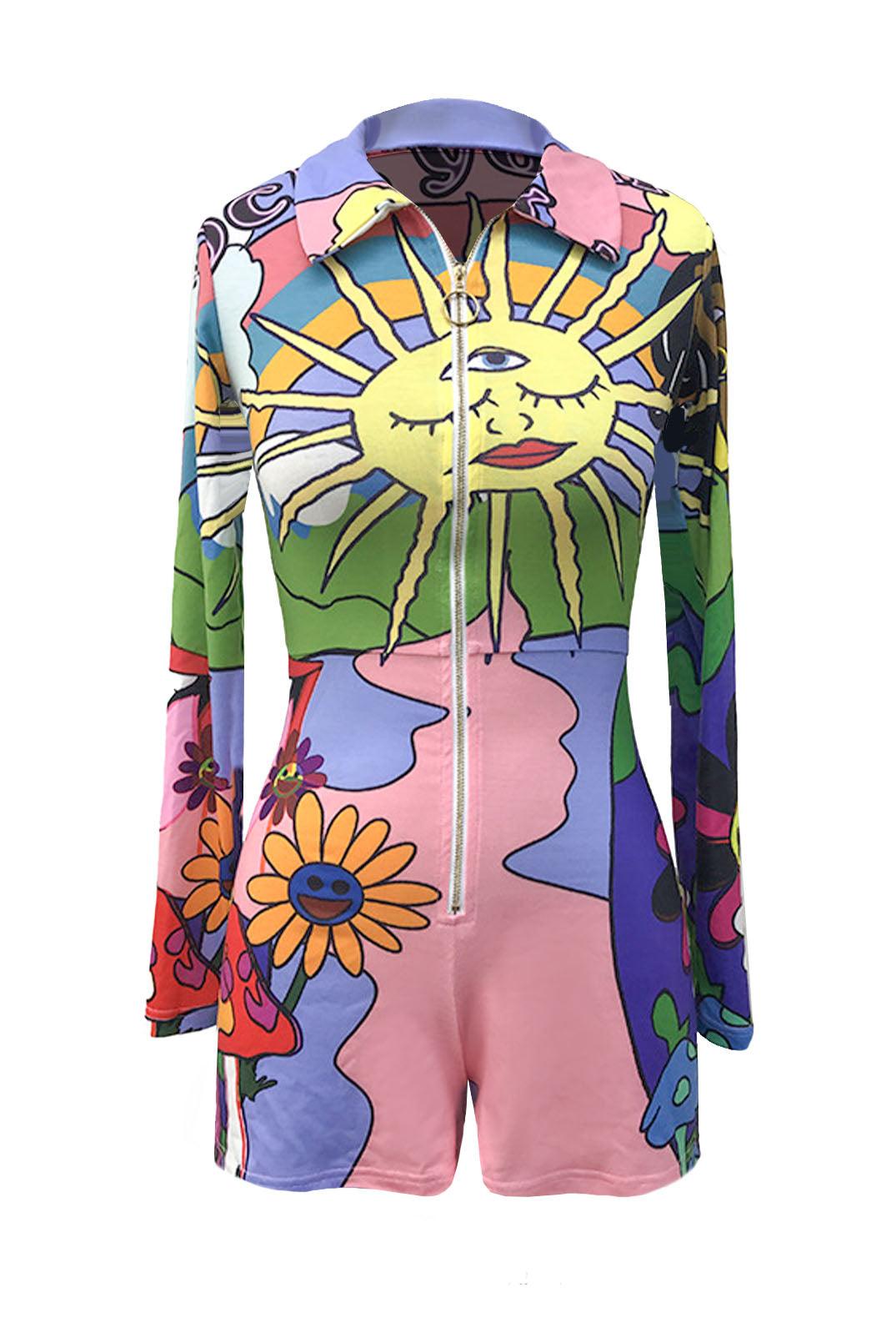 Unlock Your Mind Playsuit in Pink Sunset - Elsie & Fred