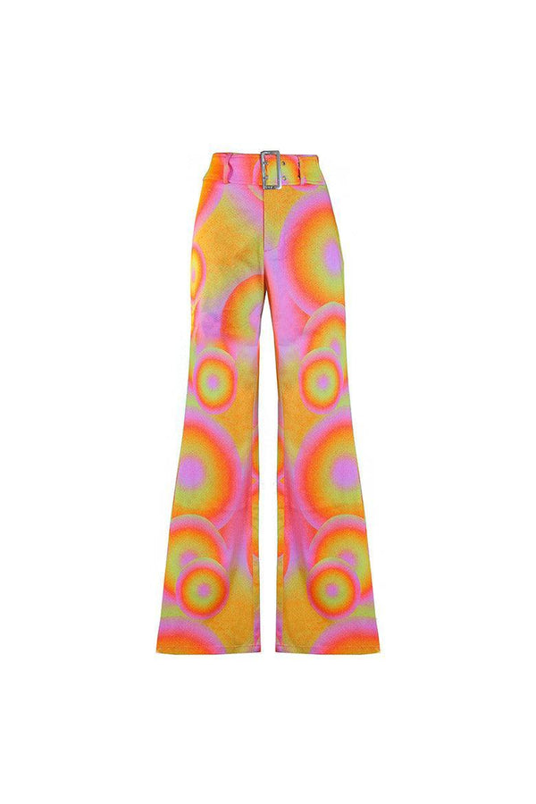 Albufeira Bootcut Jeans with Y2K Belt in Orange Swirl - Elsie & Fred
