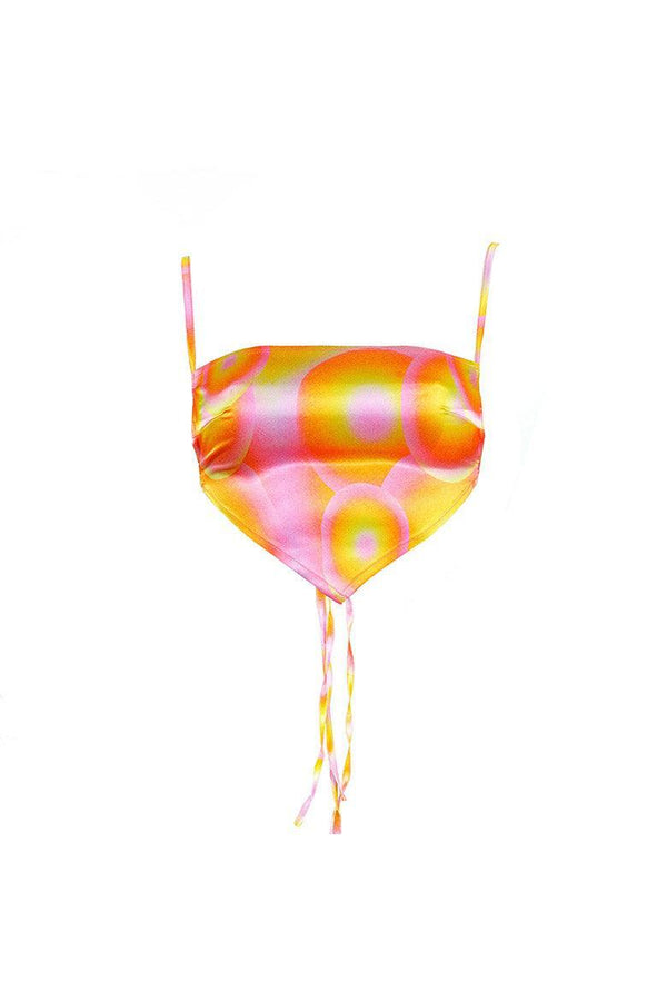 Albufeira Handkerchief Backless Crop Top in Orange Swirl - Elsie & Fred