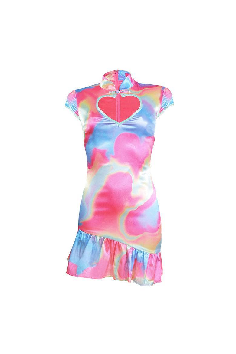 Amour Satin Mini Dress with Heart Cut Out - Elsie & Fred