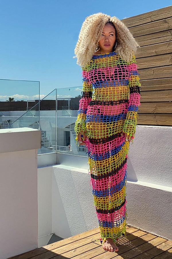 Bonet Crochet MultiColor Maxi Dress - Elsie & Fred