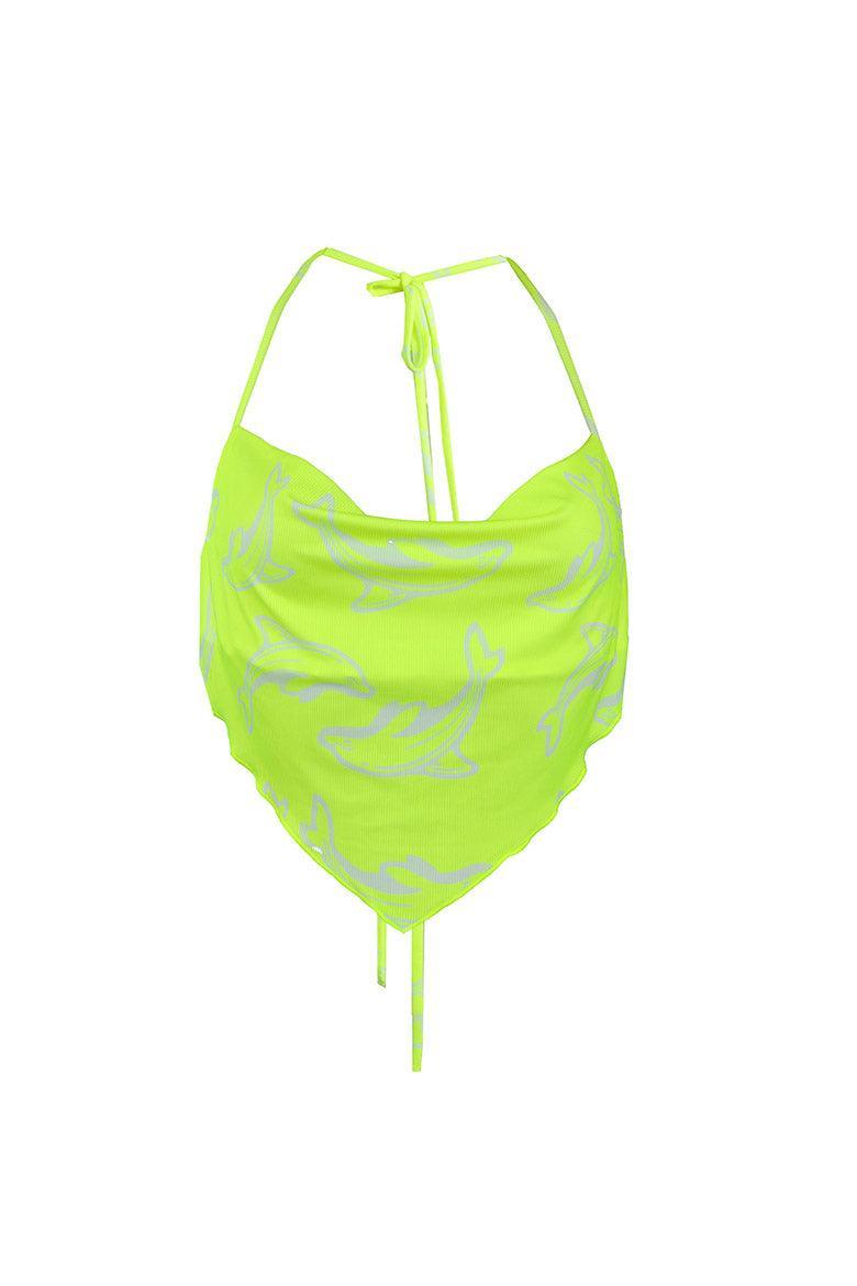Flipper Neon Green Halter Neck Handkerchief Cami Top - Elsie & Fred