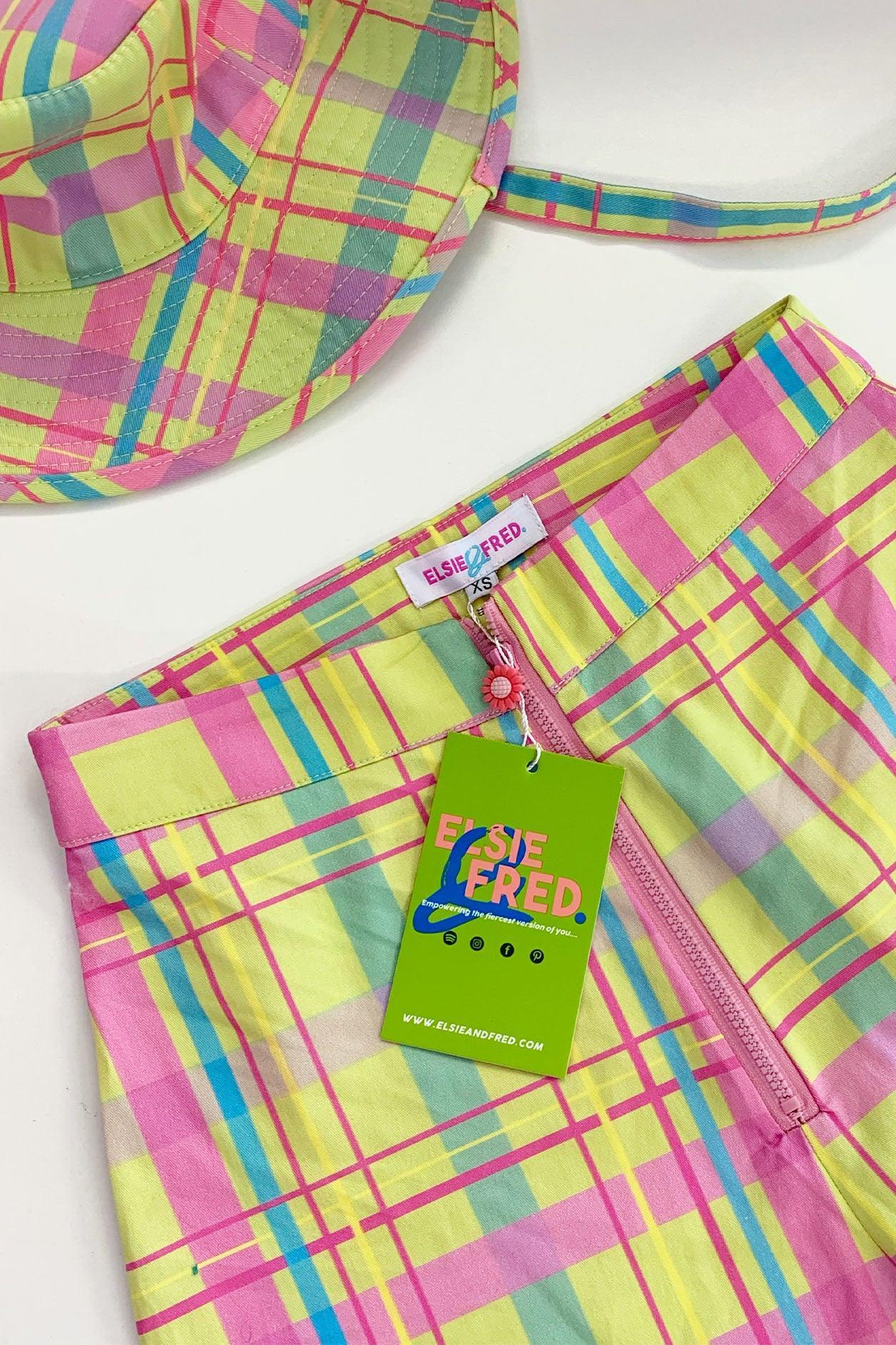Hazy Days Lime Checked Picnic Crinkle Tube Top - Elsie & Fred