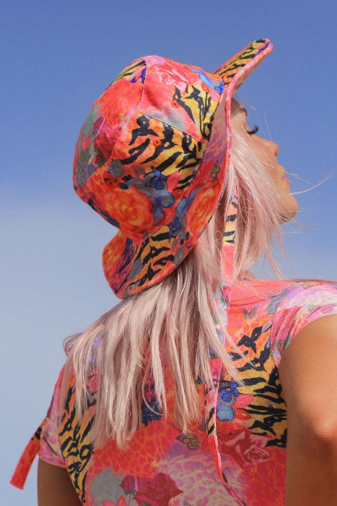 Hypnotise Towelling Bucket Hat in Animal Print - Elsie & Fred