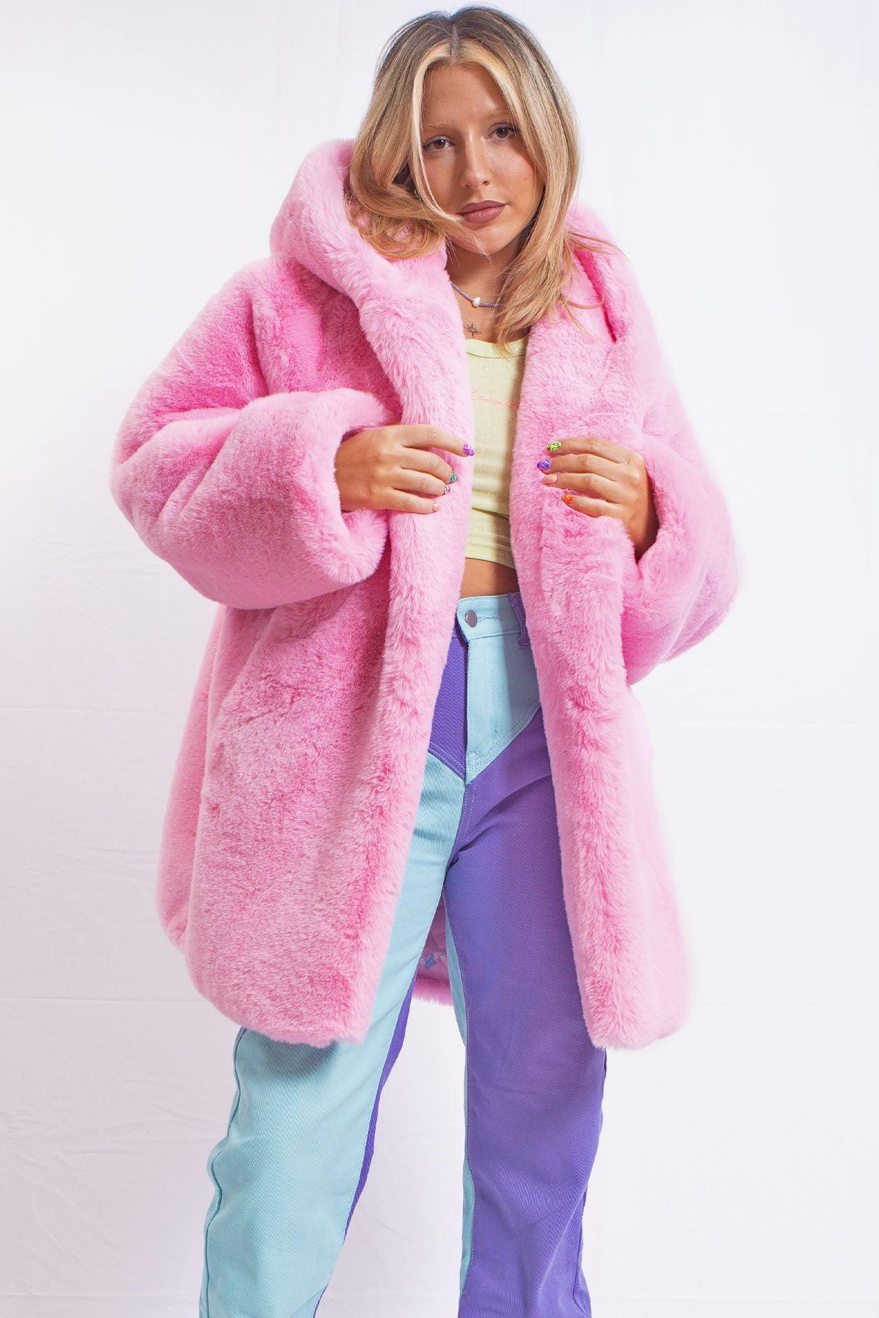 Lil Kim Luxury Faux Fur Coat in Candy Pink - Elsie & Fred