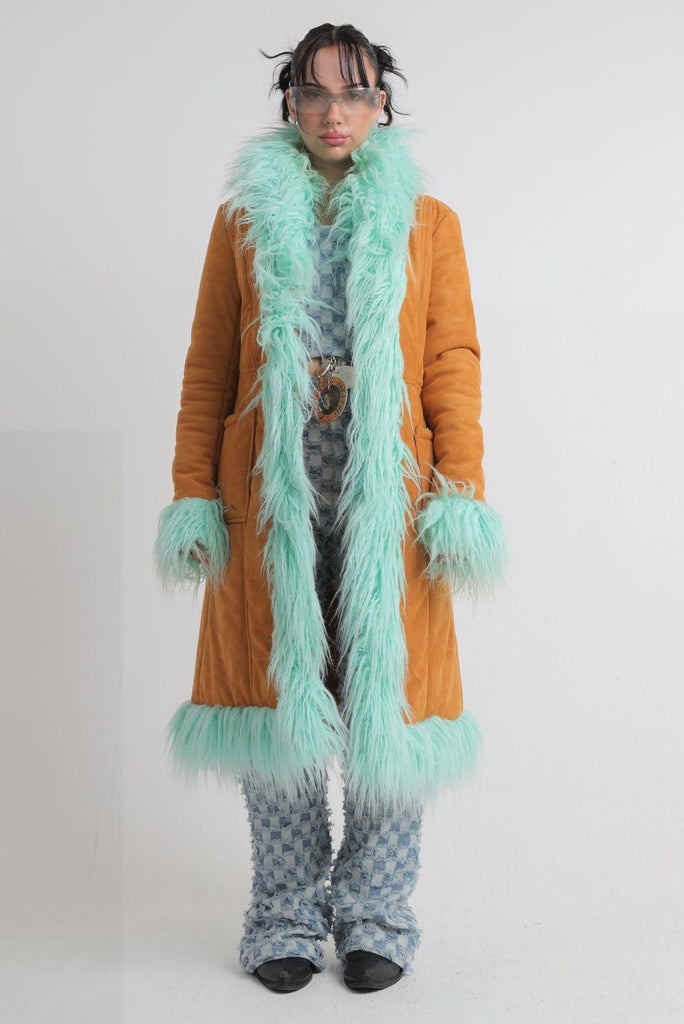 Lola Faux Suede Fur Luxury Long Line Coat - Elsie & Fred