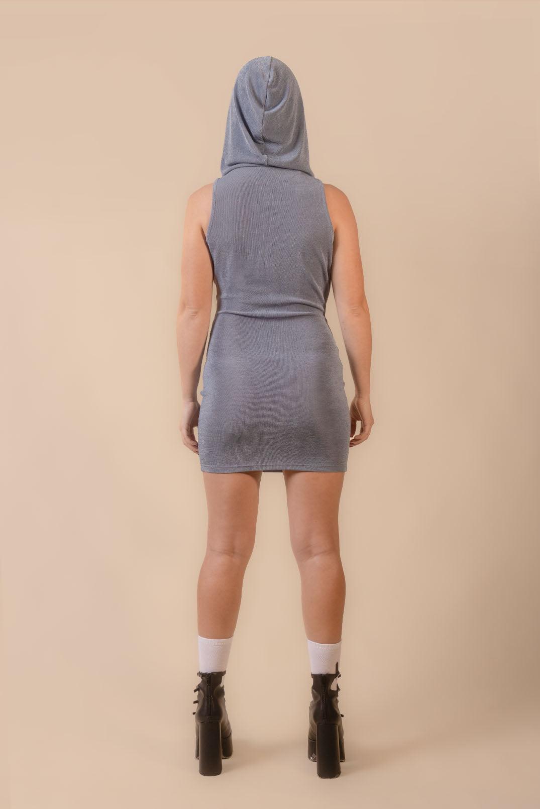 Miley Dark Blue Jersey Hooded Mini Dress - Elsie & Fred