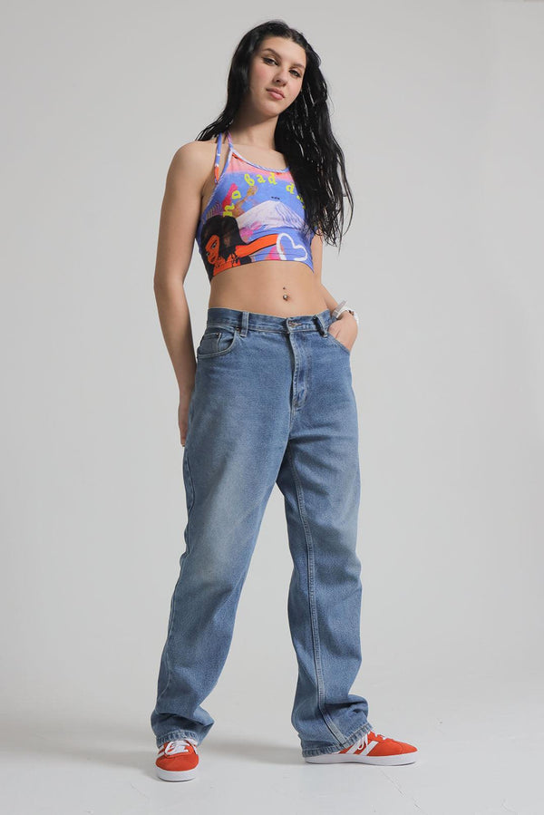 Ride On Time Embossed Oversized 90s Jeans - Elsie & Fred