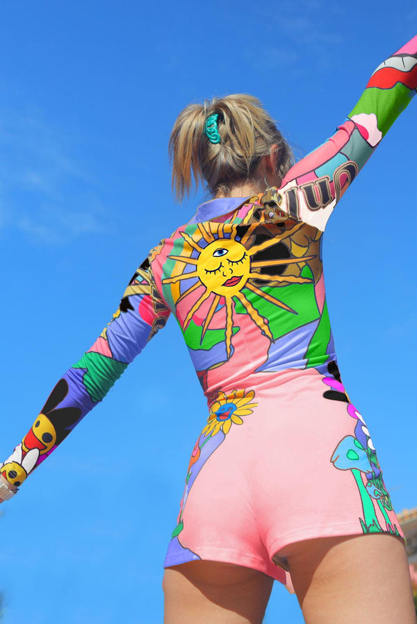 Unlock Your Mind Playsuit in Pink Sunset - Elsie & Fred