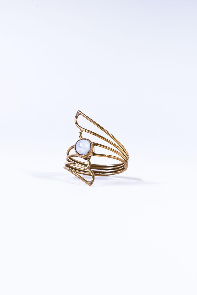Vintage Brass Ring - White Opal - Elsie & Fred